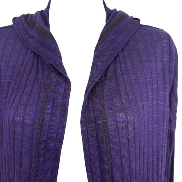 Chicos Zenergy Purple Longline Duster Hooded Cardigan Ribbed Sweater Thin 0/ S - Picture 5 of 15